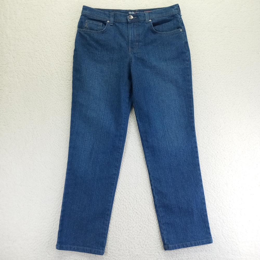 Style & Co Women Medium Wash Natural Fit Straight Leg‎ Jeans Size 8 Short Blue